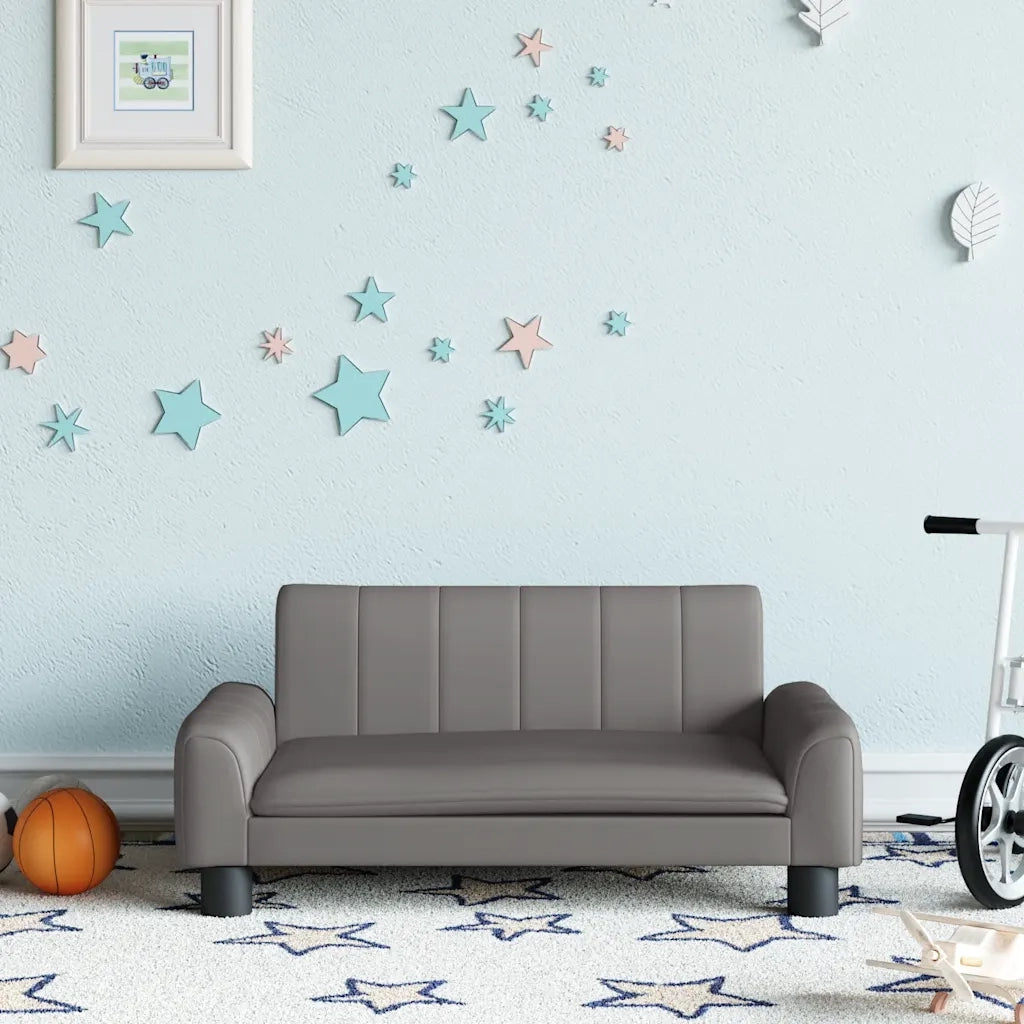 Divano per Bambini Grigio 70x45x30 cm in Similpelle