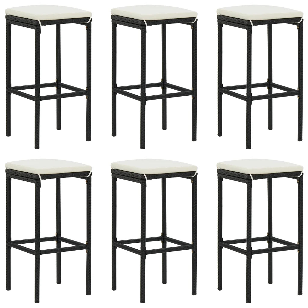 Set Bar da Giardino 7 pz con Cuscini in Polyrattan Nero 3187635