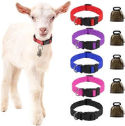 Set da 5 cinture per caprette con campanelli, adatta per bestiame da pascolo; set di cinture regolabili adatta per piccoli animali da fattoria come pecore, caprette e bovini.