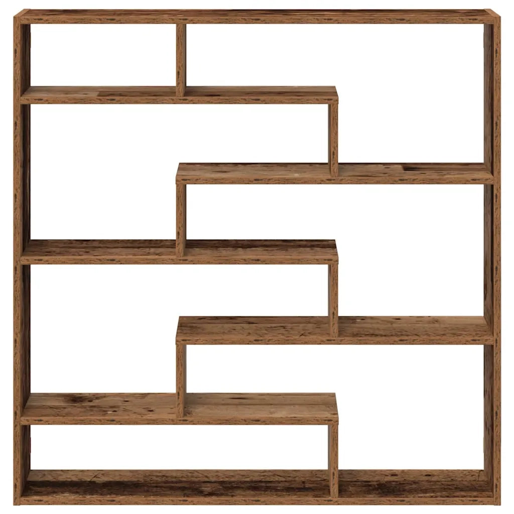 Mensola a Cubo da Parete 7 Scomparti in Truciolato Legno Antico 860029