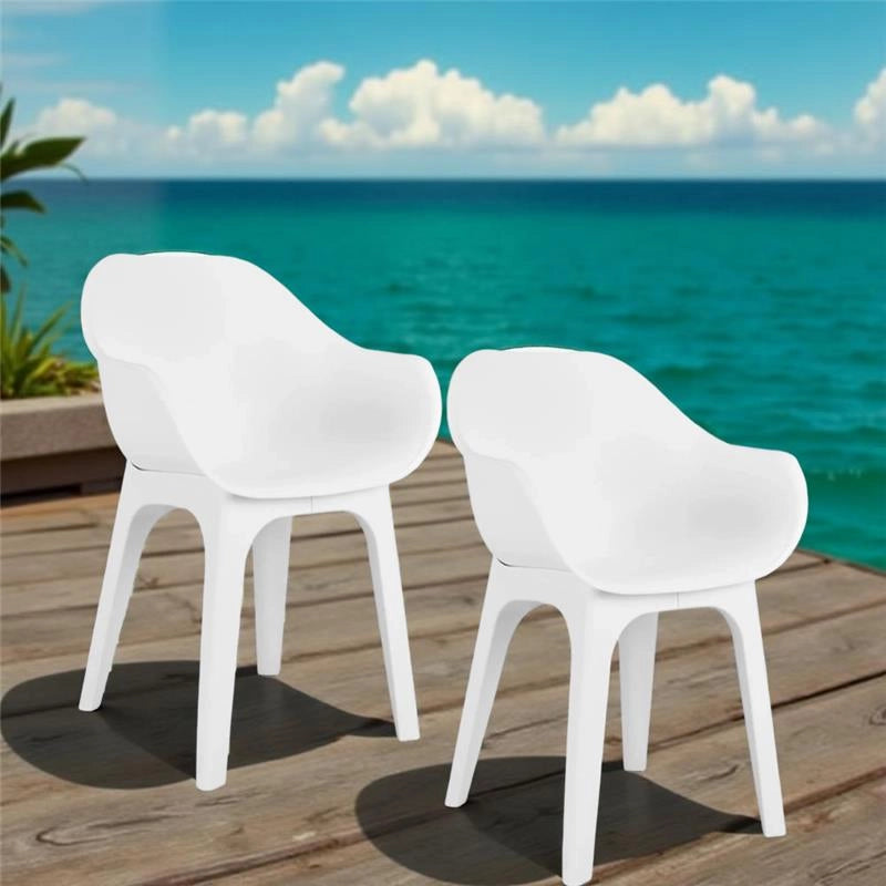 GHIBLI SEDIA POLTRONA IN PLASTICA 55 X 50,5 X H81 CM BIANCA 2PZ