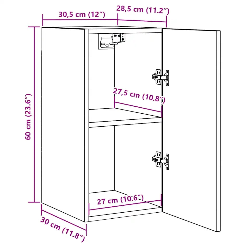 Mobile TV Grigio Sonoma 30,5x30x60 cm in Legno Multistrato