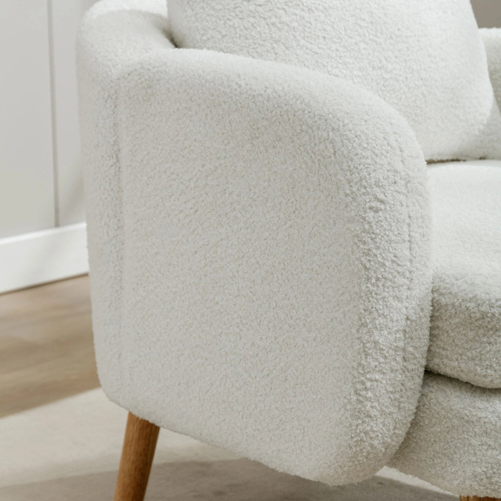 Poltrona moderna e semplice in velluto effetto orsacchiotto con cuscini, poltrona con cuscini extra spessi, poltrona singola, poltrona imbottita, polt