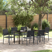 Set da Pranzo da Giardino 7 Pezzi in Polyrattan Nero