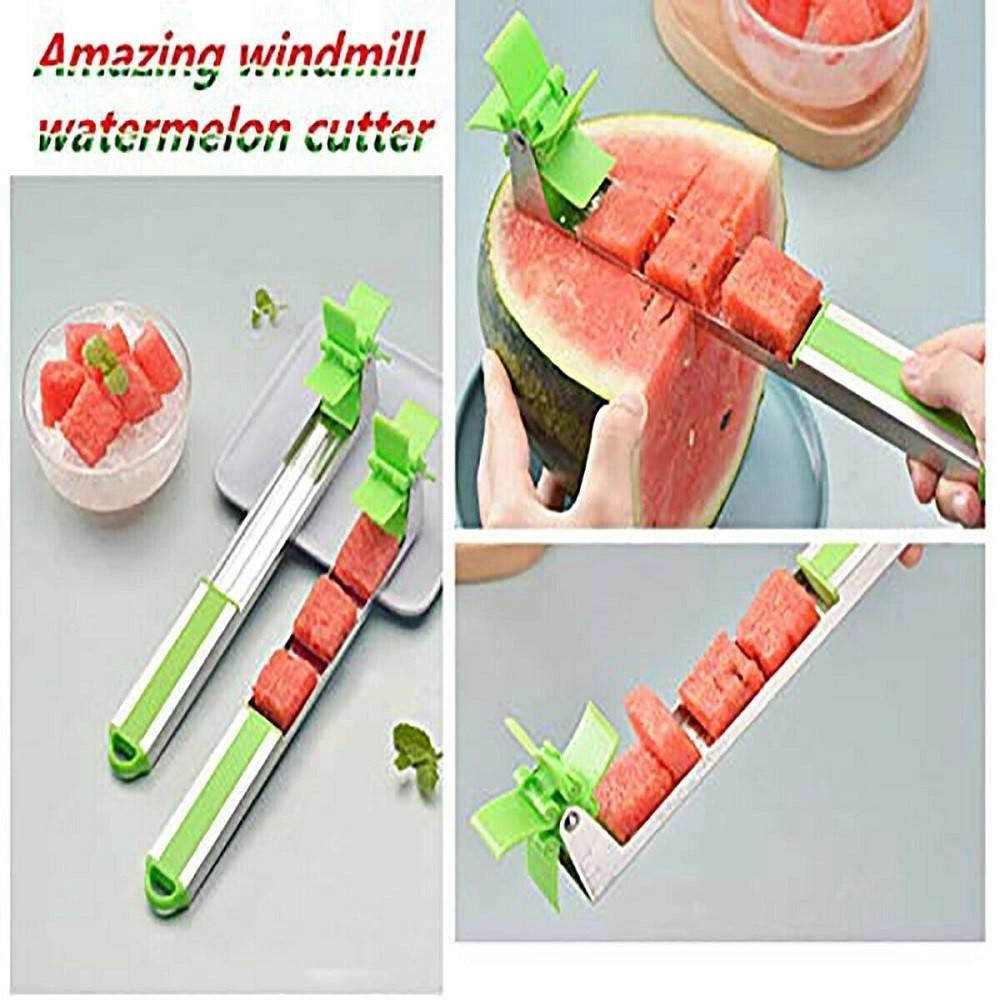 Trade Shop - Taglianguria Mulino A Vento Anguria Multiuso Cucina Taglio Della Frutta Cubetti -