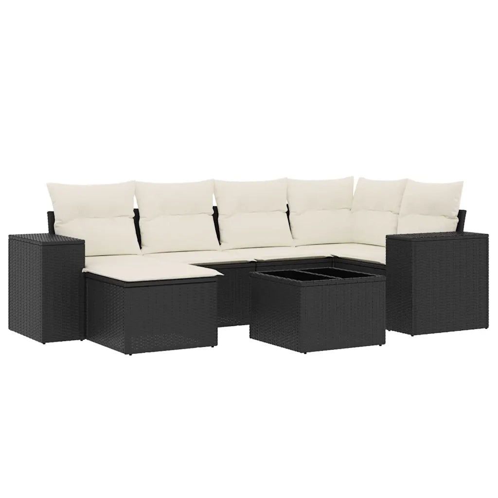 Set Divani da Giardino con Cuscini 7pz Nero Polyrattan 3222865
