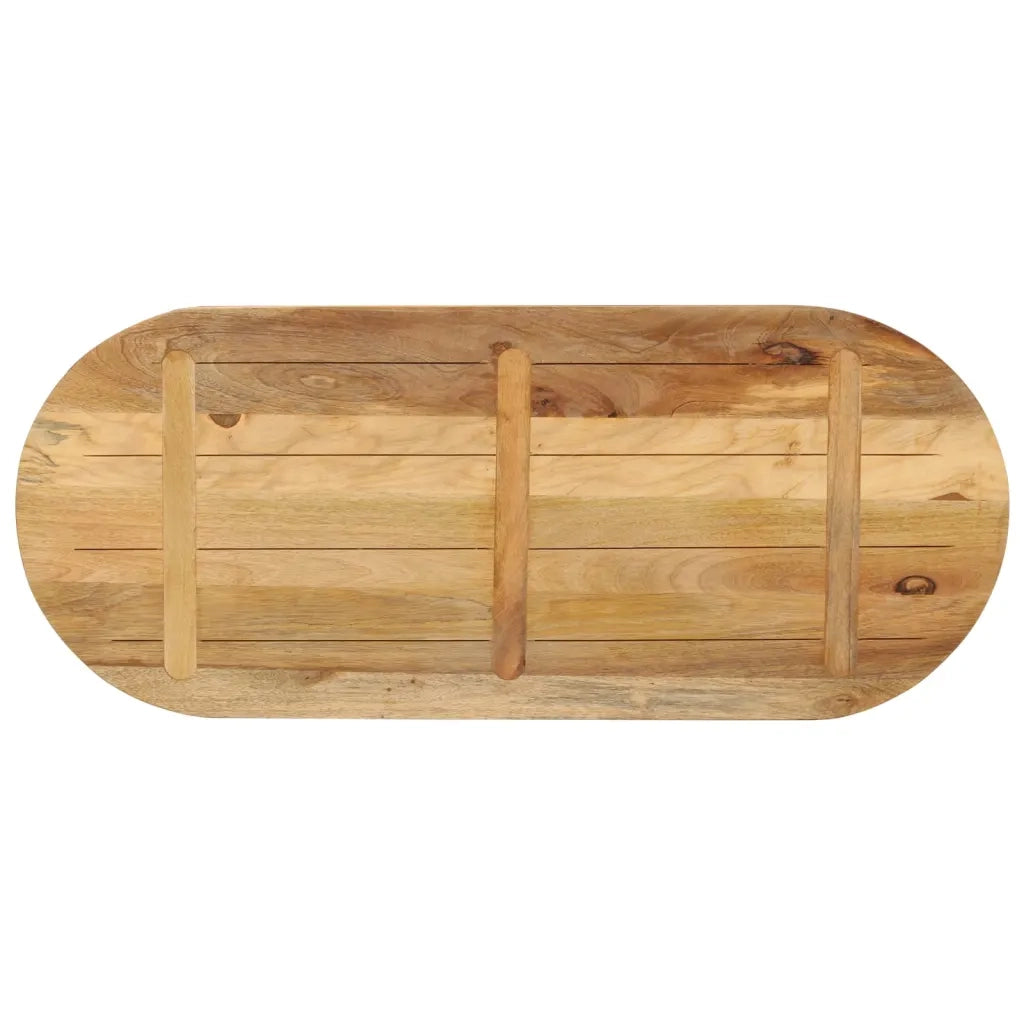 Piano Tavolo 140x60x3,8 cm Ovale Legno Massello Grezzo di Mango 370121