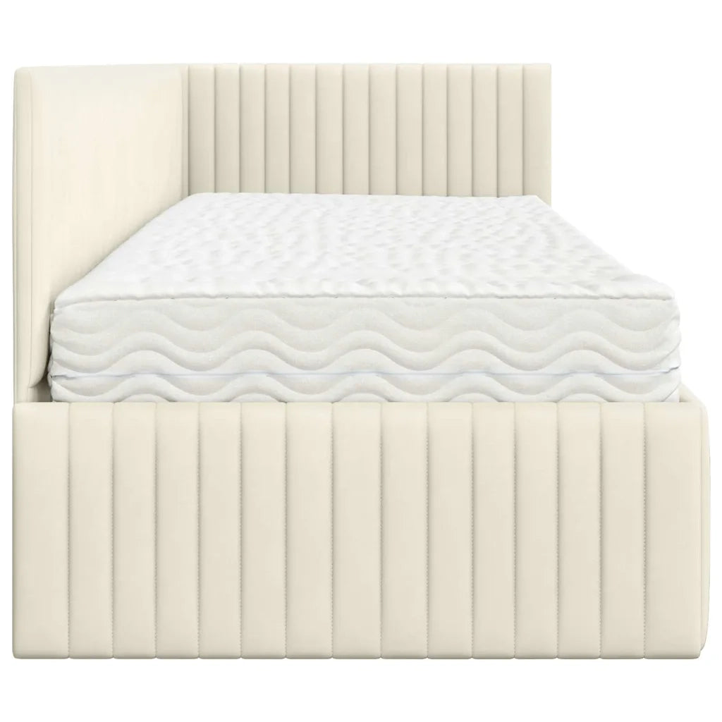 Struttura Letto Angolare con Materasso 2 pcs Crema Velluto 3393805