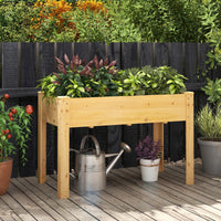 Letto rialzato da giardino per piante, Fioriera rialzata da esterno in legno di abete con fori di drenaggio Naturale-Fioriere
