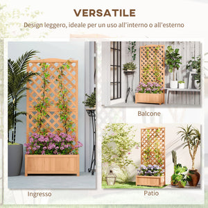 Fioriera con Traliccio per Rampicanti 76x36x170 cm con Fondo Ampio in Legno di Abete
