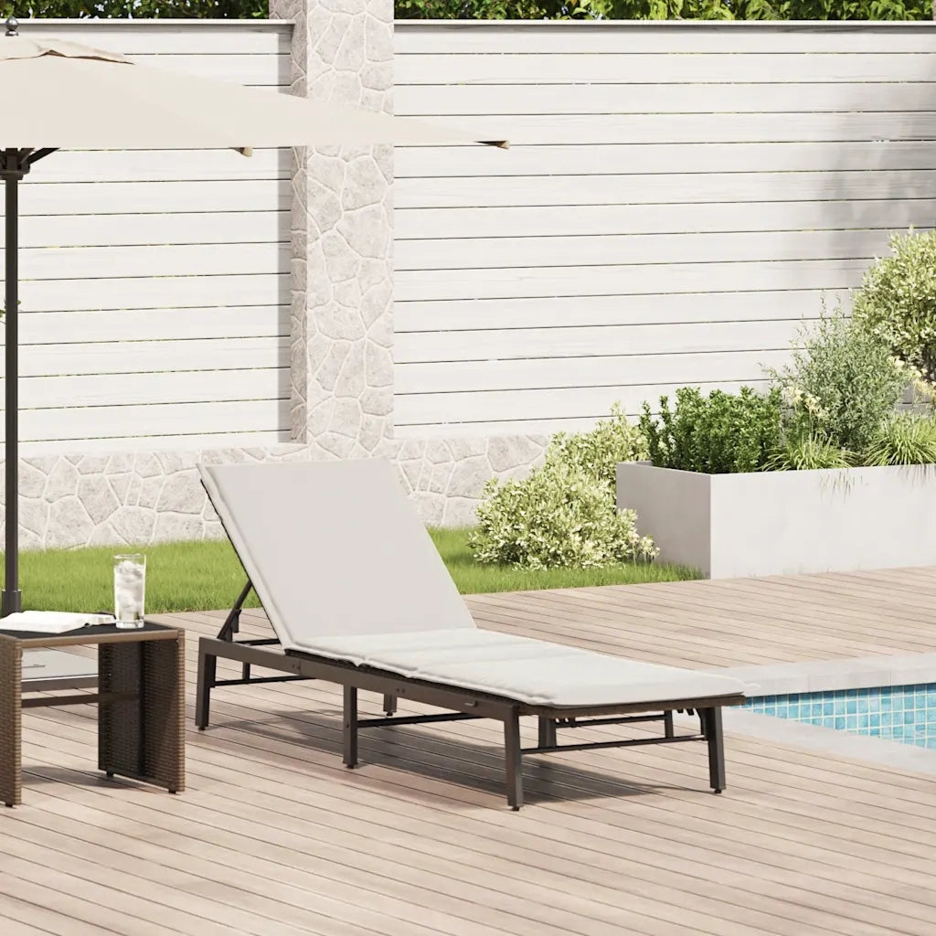 Lettino Prendisole con Cuscino Marrone in Polyrattan 4104080