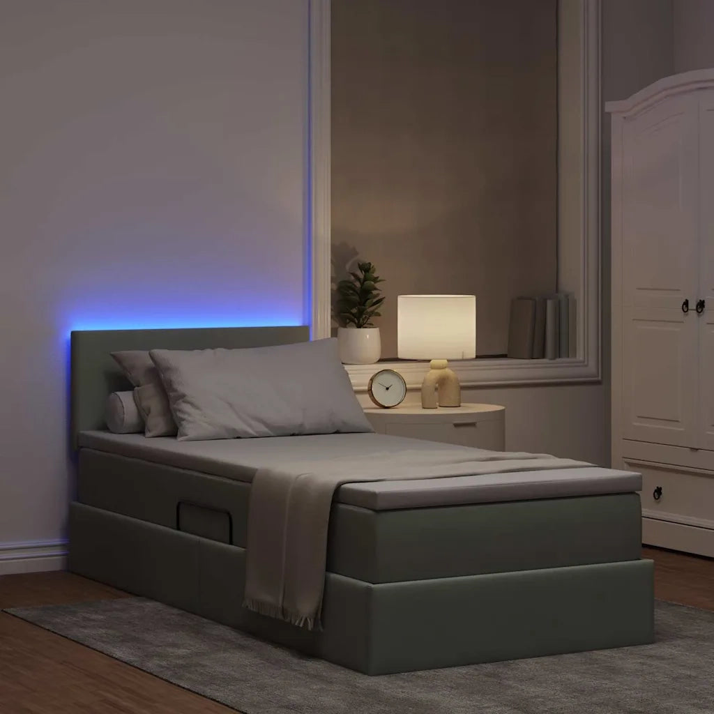 Letto con contenitore e LED Grigio chiaro 90 x 200 cm Velluto 3371307