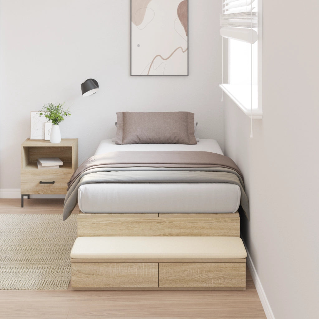 Struttura letto con contenitore in rovere Sonoma 90x190 cm