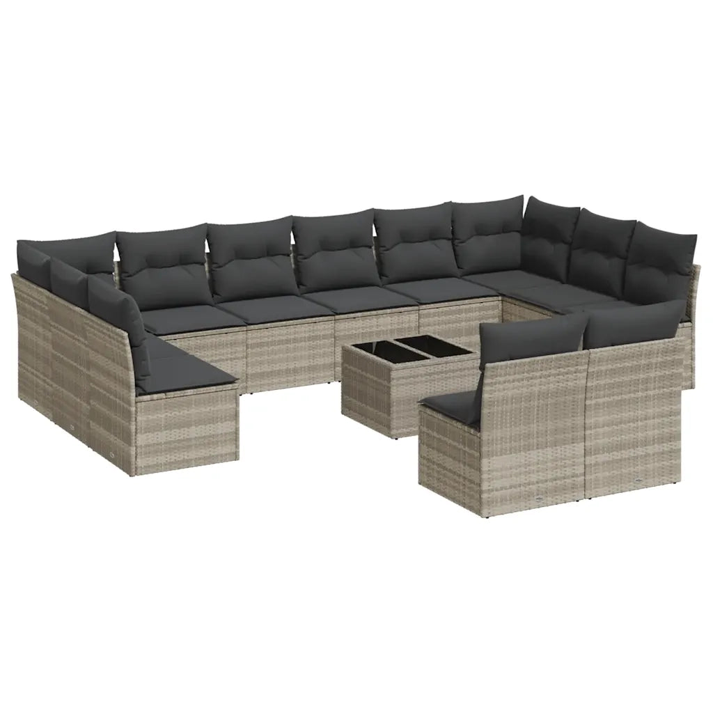 Set Divani Giardino 13 pz con Cuscini Grigio Chiaro Polyrattan 3218382