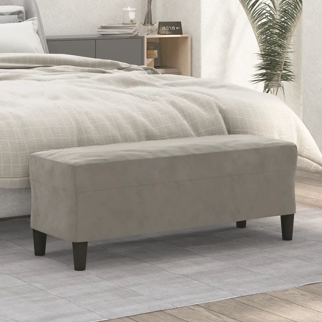 Panca-Sgabello Grigio chiaro 100x35x41 cm in Velluto