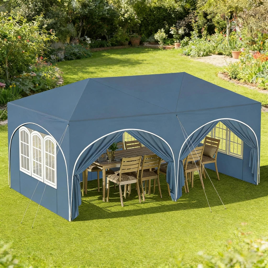 GAZEBO Pop-up 3x6 m Blu in metallo e tessuto Oxford