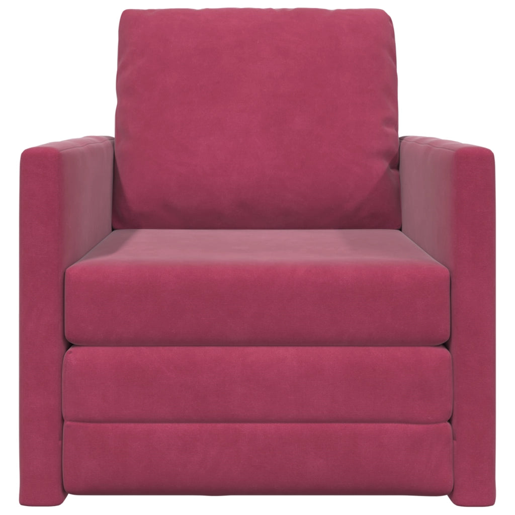 Divano letto 2-in-1 Rosso Vino 74x77x81 cm in Velluto