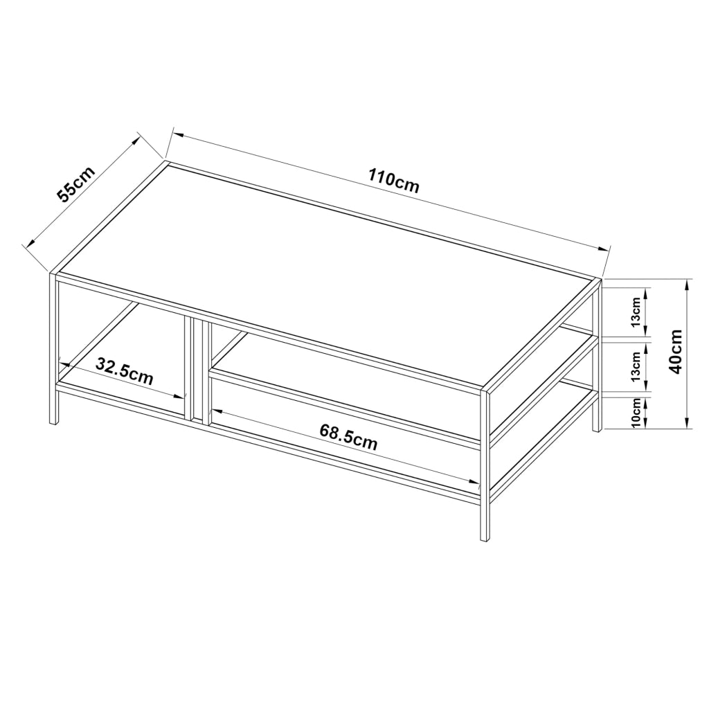 Tavolino da caffè in metallo 40 x 110 x 55 cm nero 03_0008452
