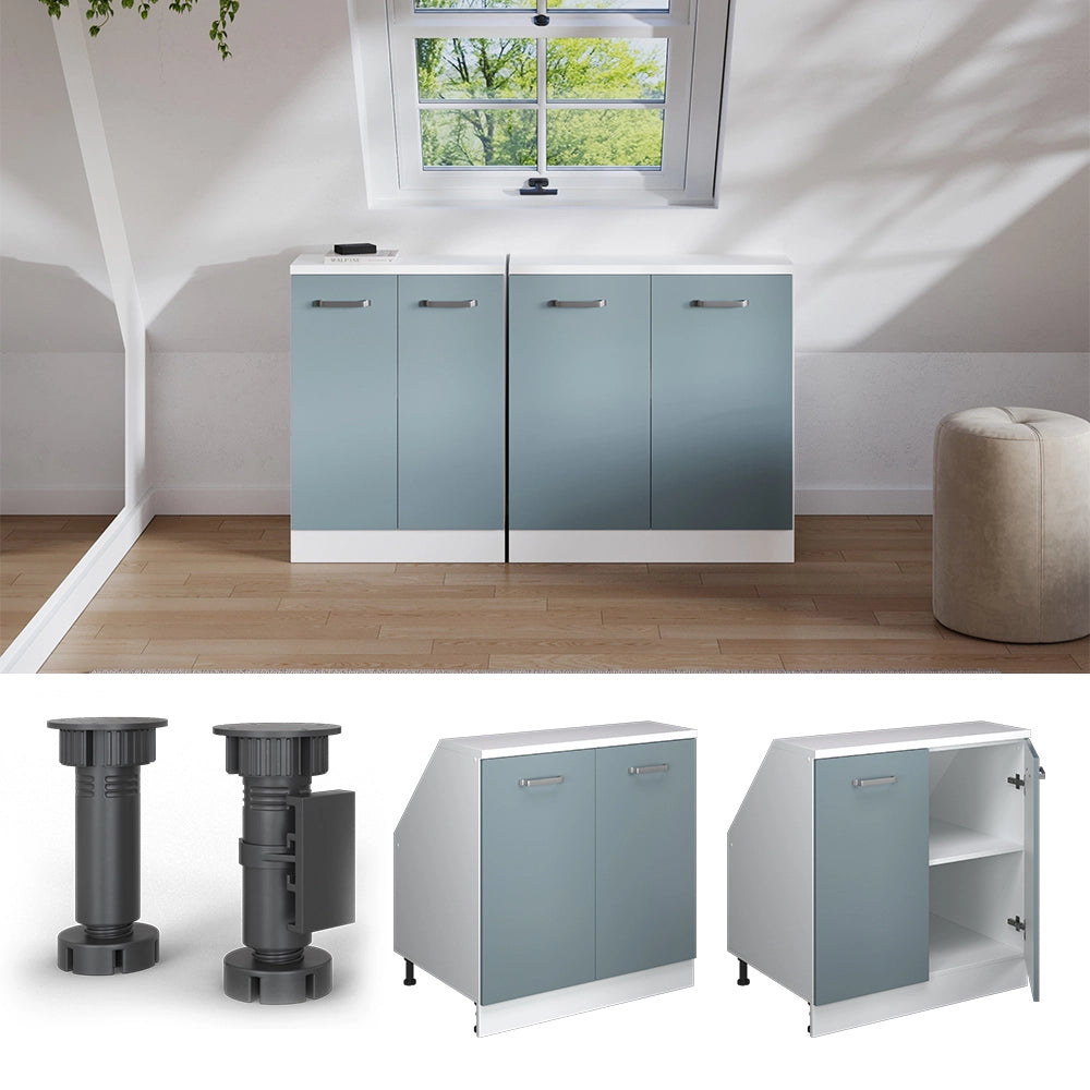 Mobile sottotetto Rion Grigio-blu/Bianco 80 x 83.8 cm con 2 porte, carcassa 60 cm profondità Vicco