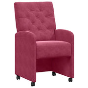 Sedie da Pranzo con Ruote 2 pz | Sedie da cucina Rosso vino 58 x 67 x 97 cm