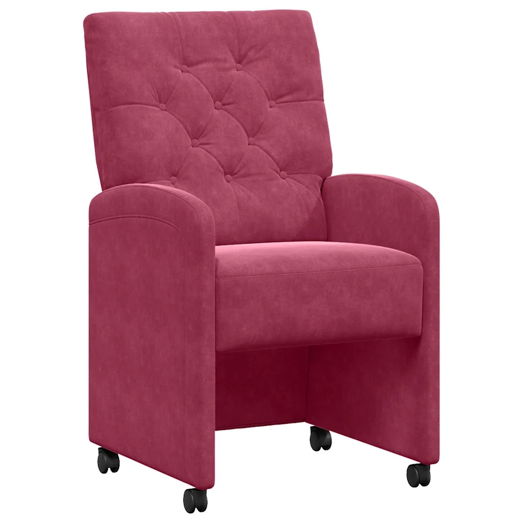Sedie da Pranzo con Ruote 2 pz | Sedie da cucina Rosso vino 58 x 67 x 97 cm