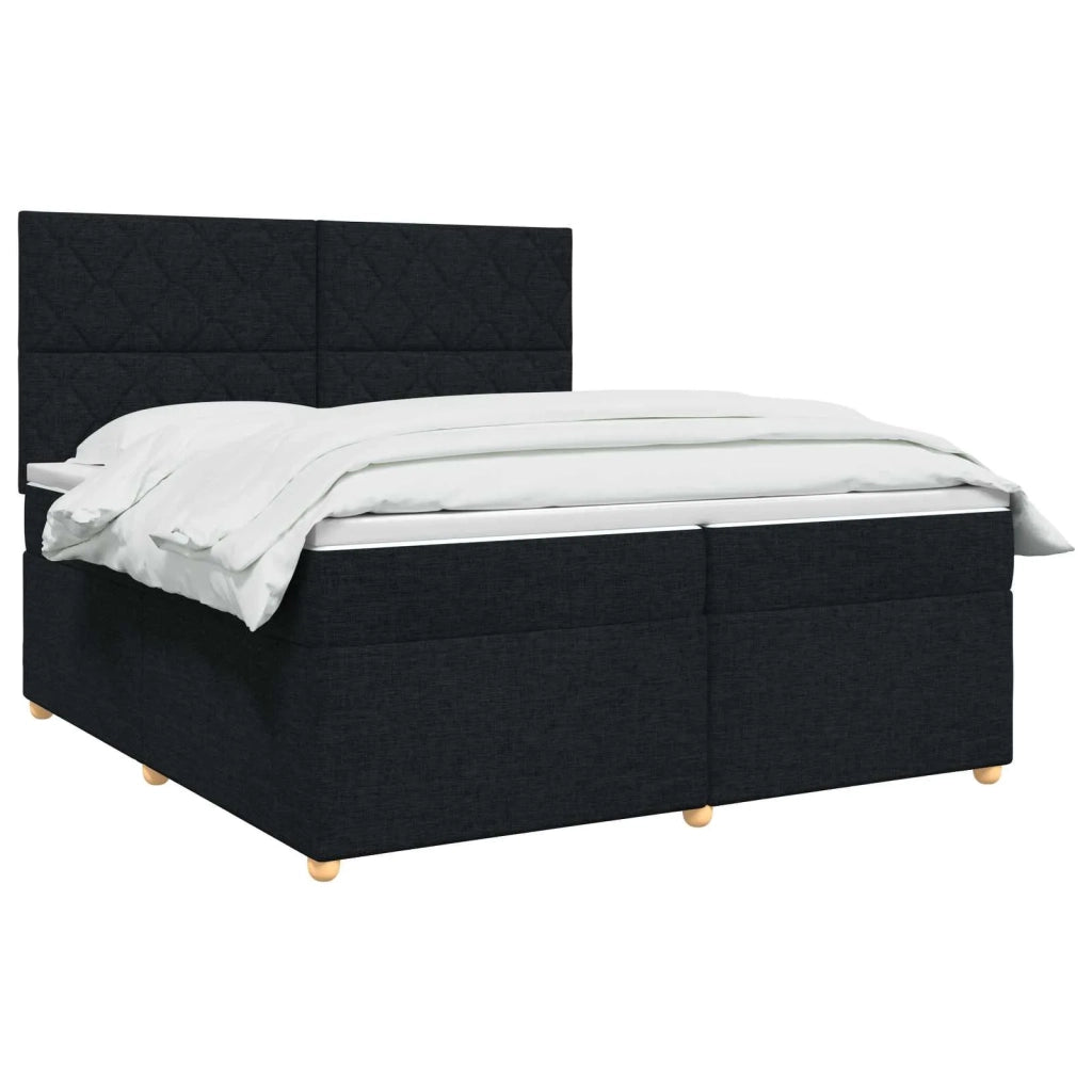Letto box spring con materasso Nero 200 x 200 cm Tessuto 3453972