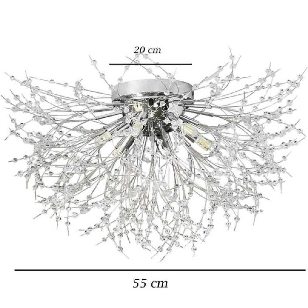 Trade Shop - Lampadario Soffitto Plafoniera Argento Moderna Cristalli Fuochi Artificio G9 Pn-13a -
