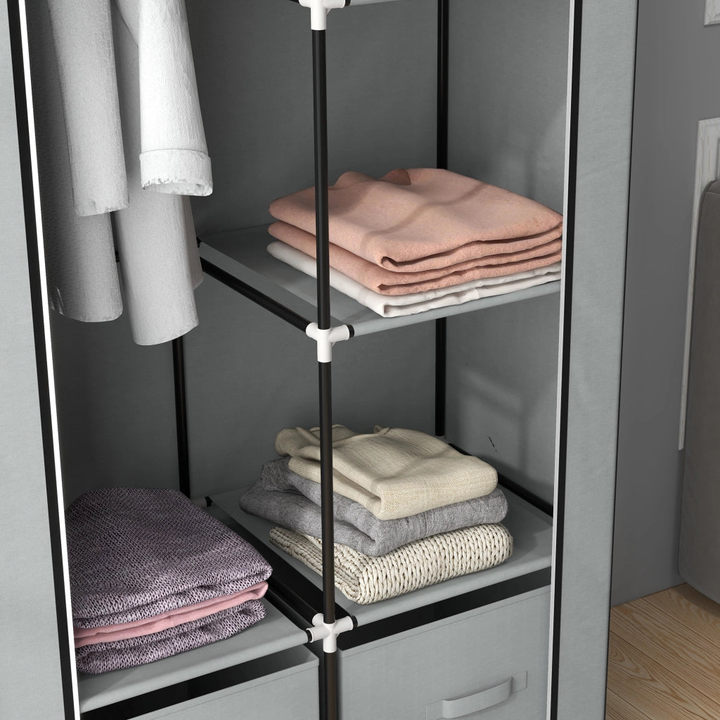Armadio Guardaroba con Ante Scorrevoli e Cassetti ¨C zephmum ¨C Grigio 83x42.5x162.5 cm