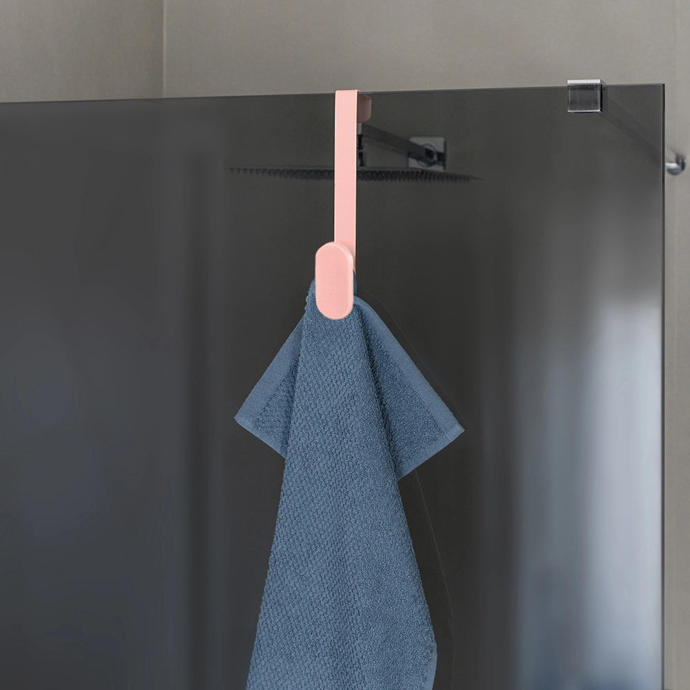Gancio bagno singolo in acciaio e plastica rosa rettangolare Fiore