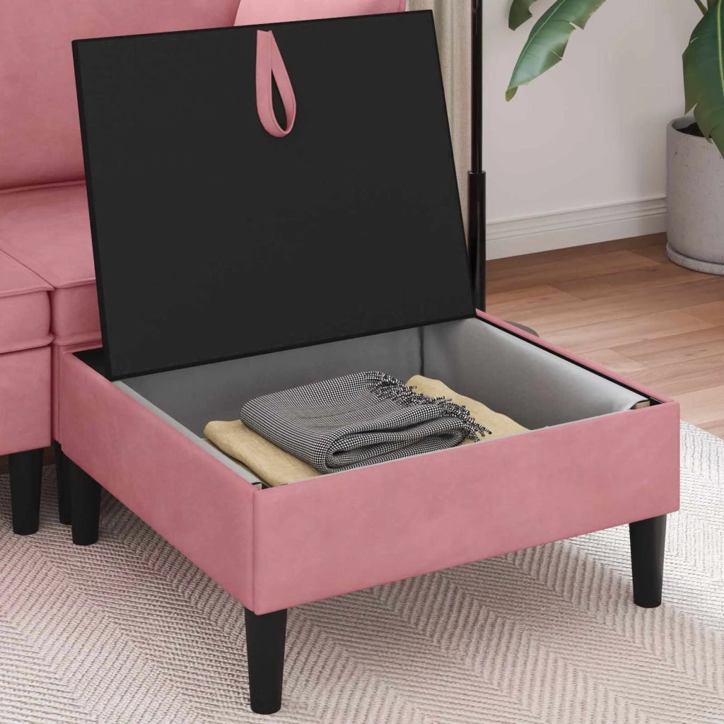 Pouf con Storage Rosa Velluto 42027136