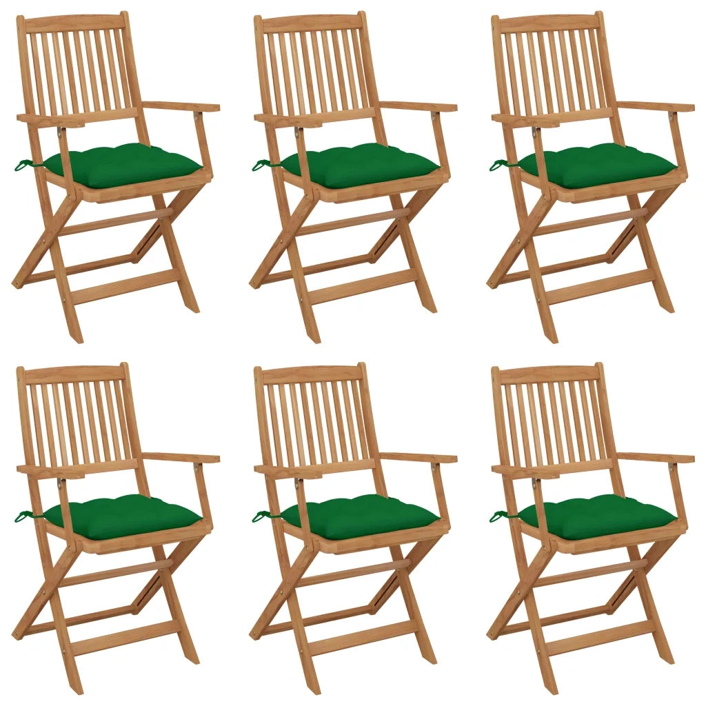 Sedie da Giardino Pieghevoli 6 pz con Cuscini Massello Acacia cod mxl 8469