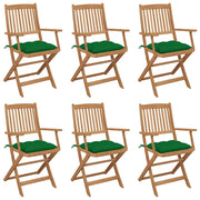Sedie da Giardino Pieghevoli 6 pz con Cuscini Massello Acacia cod mxl 8469