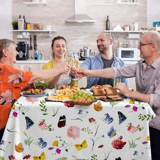 Tavolo quadrato copri tavolo fiori per tavolo da giardino protezione contro le macchie - facile da pulire - lavabile - impermeabile - tavolo da cucina tavolo da pranzo tavolo da salotto per feste e cene - 140 x 180 cm