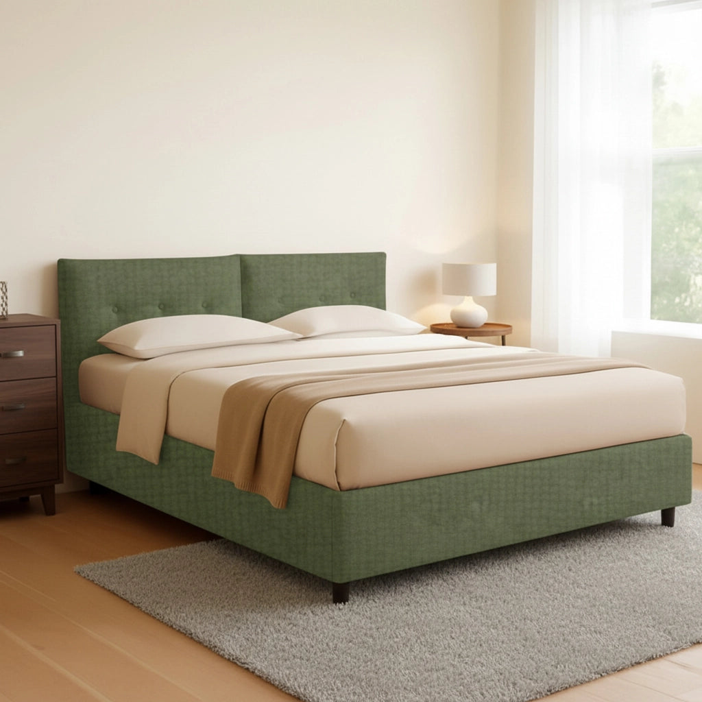 Leeds, Letto Piazza e Mezza Sfoderabile Made in Italy, Verde
