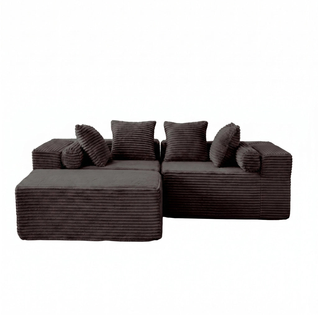 Divano modulare con chaise longue; 266x110x60;01 cm; nero; schiuma e molle