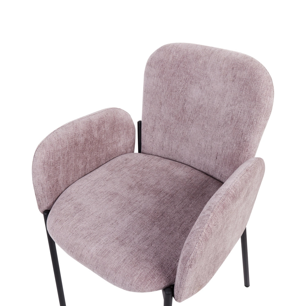 Set di 2 sedie da pranzo in tessuto rosa imbottito con gambe nere Stile retrò Mobili per il soggiorno