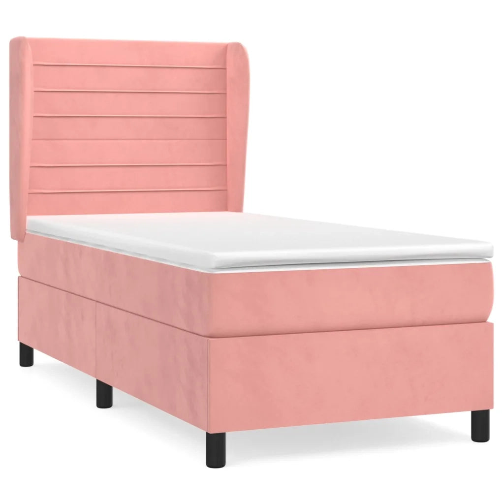 Giroletto a Molle con Materasso Rosa 100x200 cm in Velluto 3129260