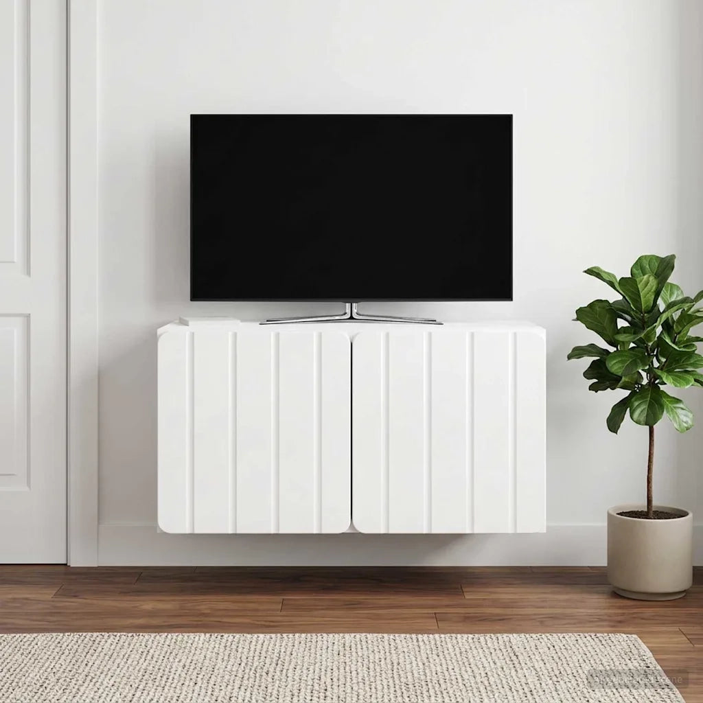 Mobile Porta TV da Muro 59,5 x 31 x 30 cm Bianco Lucido 898369
