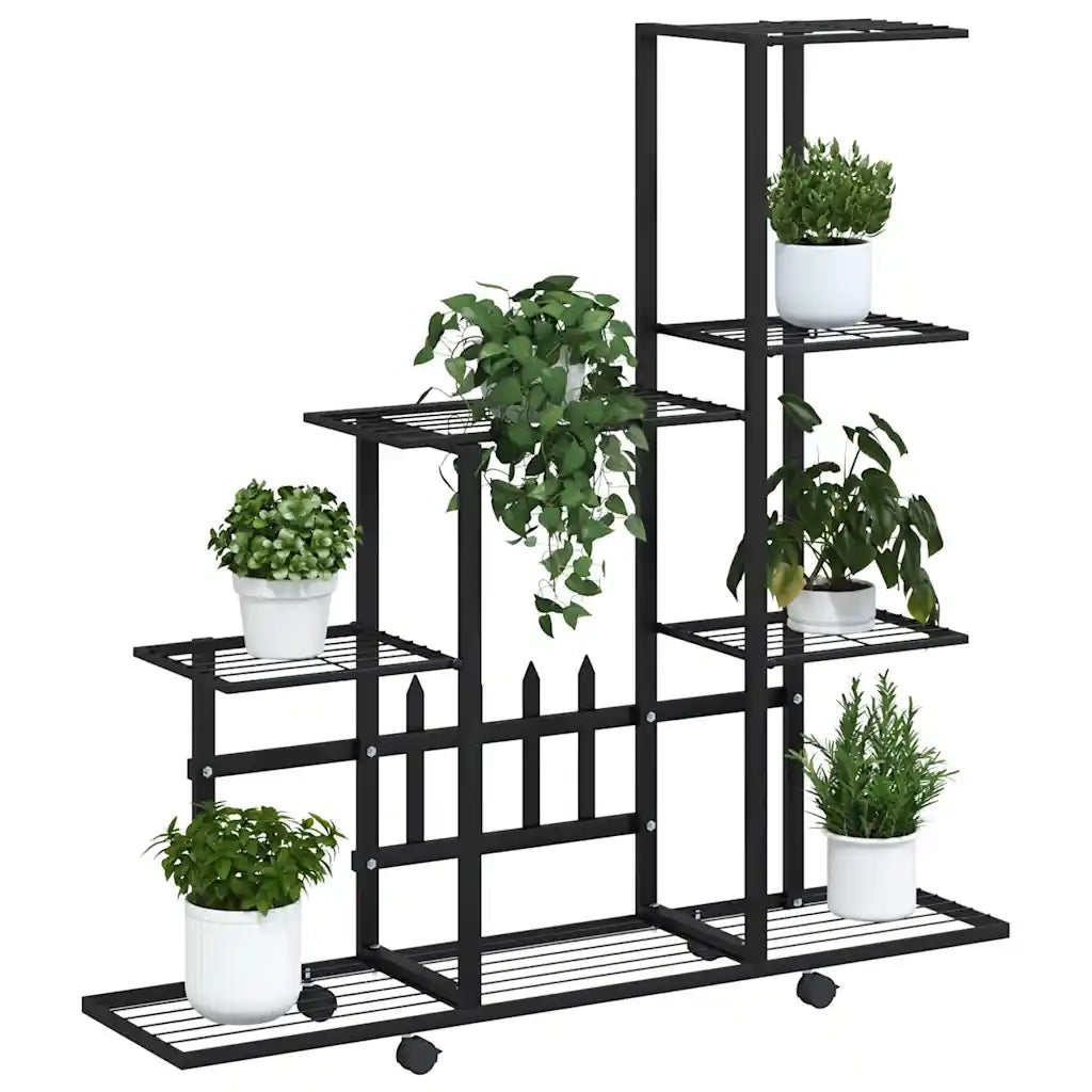 Portapiante | Sostegno per piante con Ruote 94,5x25x92,5 cm Nero in Metallo
