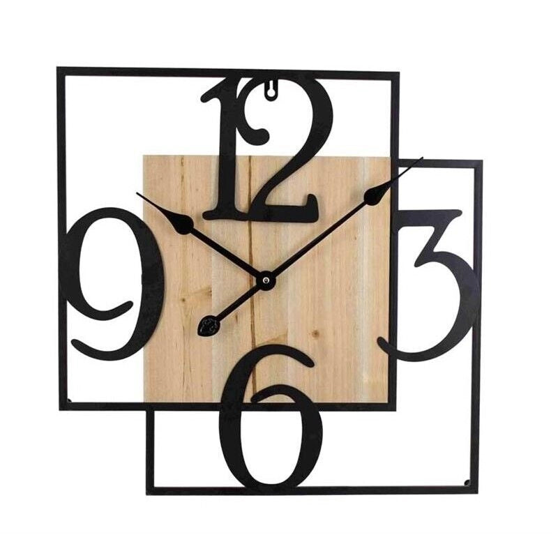 OROLOGIO MODERNO DA PARETE IN METALLO E LEGNO 50X50 CM