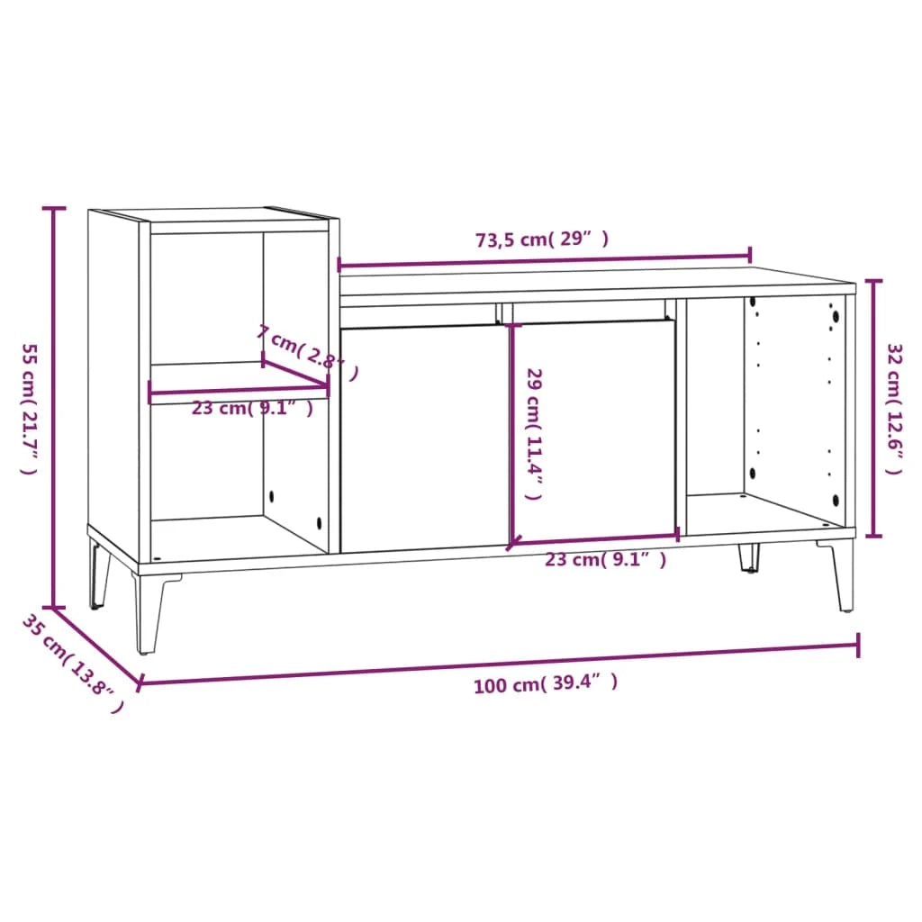 Mobile TV multimediale mensola TV credenza TV sala da pranzo soggiorno camera da letto Sonoma 100 x 35 x 55 cm legno ingegnerizzato grigio 02_0028340
