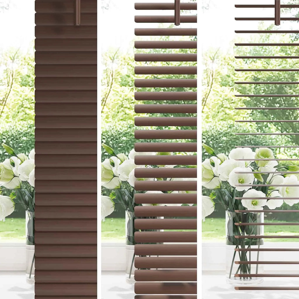 Tenda Veneziana Marrone Scuro con Motivo 150 x 140 cm PVC 42003794