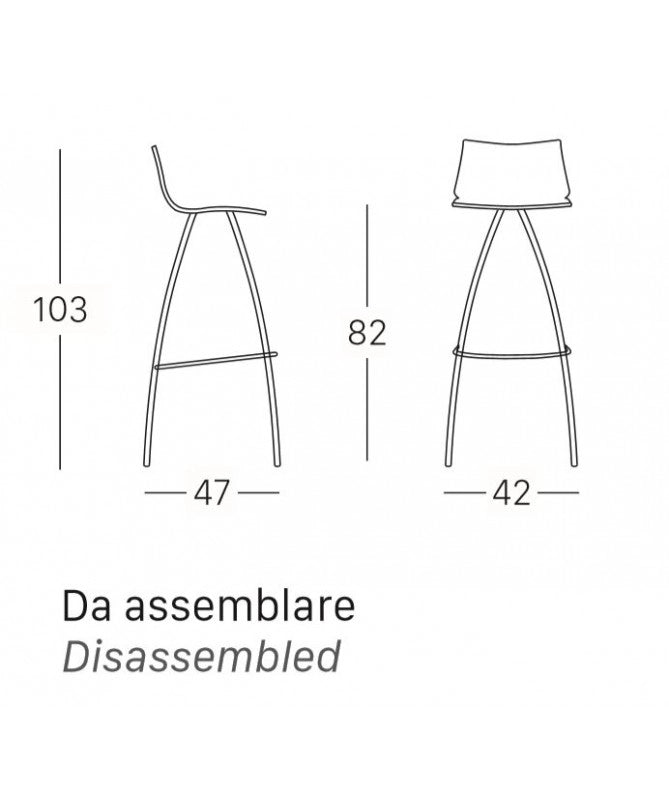 SGABELLI DAY SET DA 4 H. 82 con sedile in TECNOPOLIMERO MADE IN ITALY SCAB DESIGN - Arancione 30