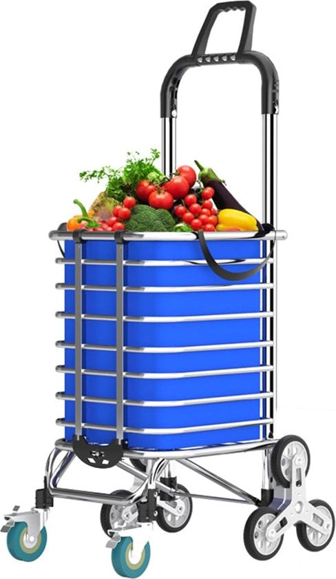 Trolley da spesa, pieghevole, grande carrello per negozio, carrello con tasca acqua impermeabile rimovibile e 8 ruote, carrello con gradini, carrello portatile per spesa fino a 40 litri.