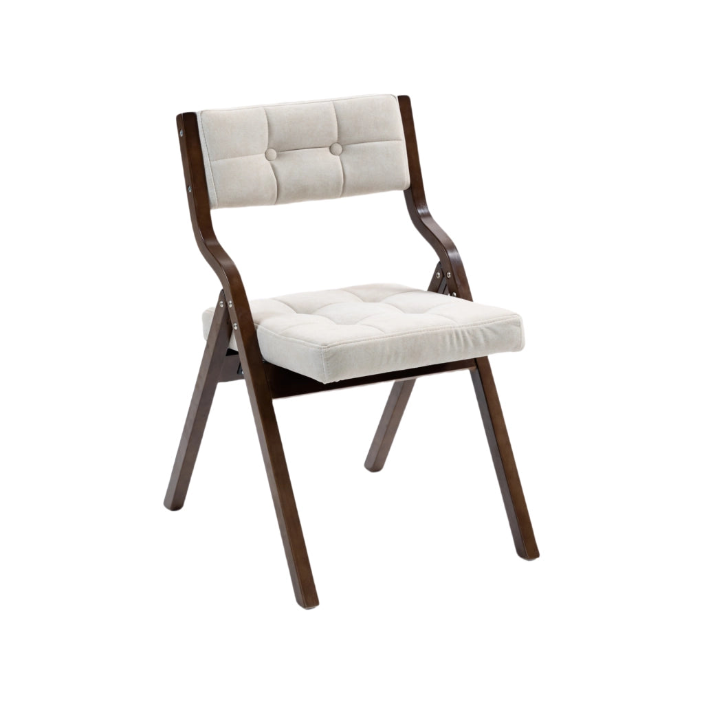 SEDIA Pieghevole Imbottita Set da 2 pezzi Legno Crema