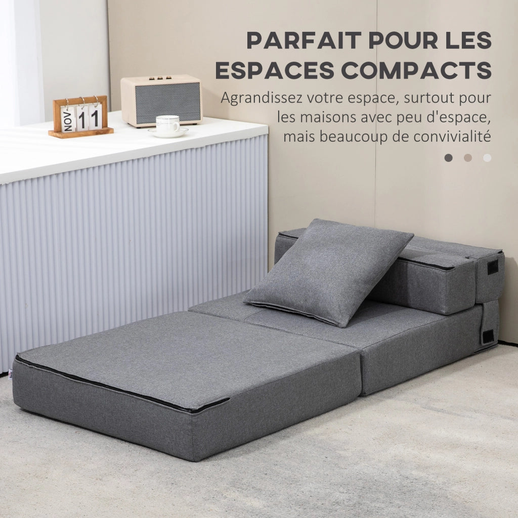 Poltrona letto ¨C Zephmum ¨C Grigio, tessuto, con cuscino
