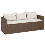 Divano da Giardino a 3 Posti-Sofa da giardino con Cuscini in Polyrattan Marrone