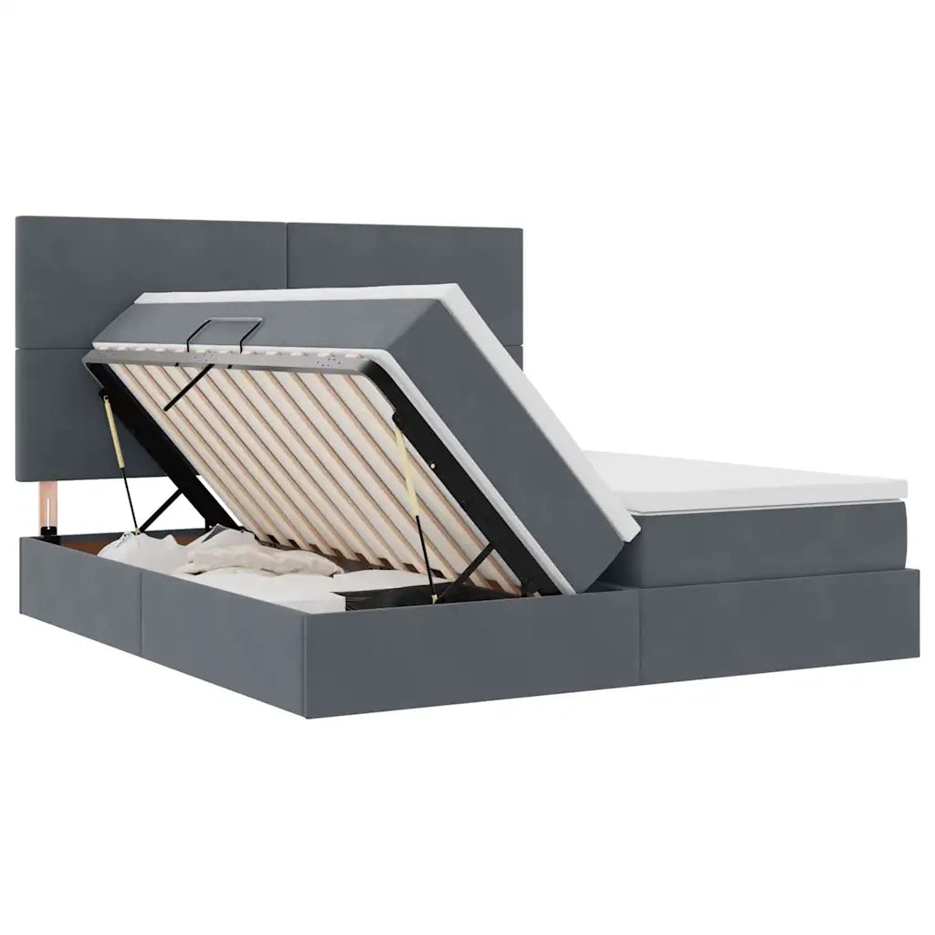 Letto con Contenitore Grigio scuro 200 x 200 cm Velluto