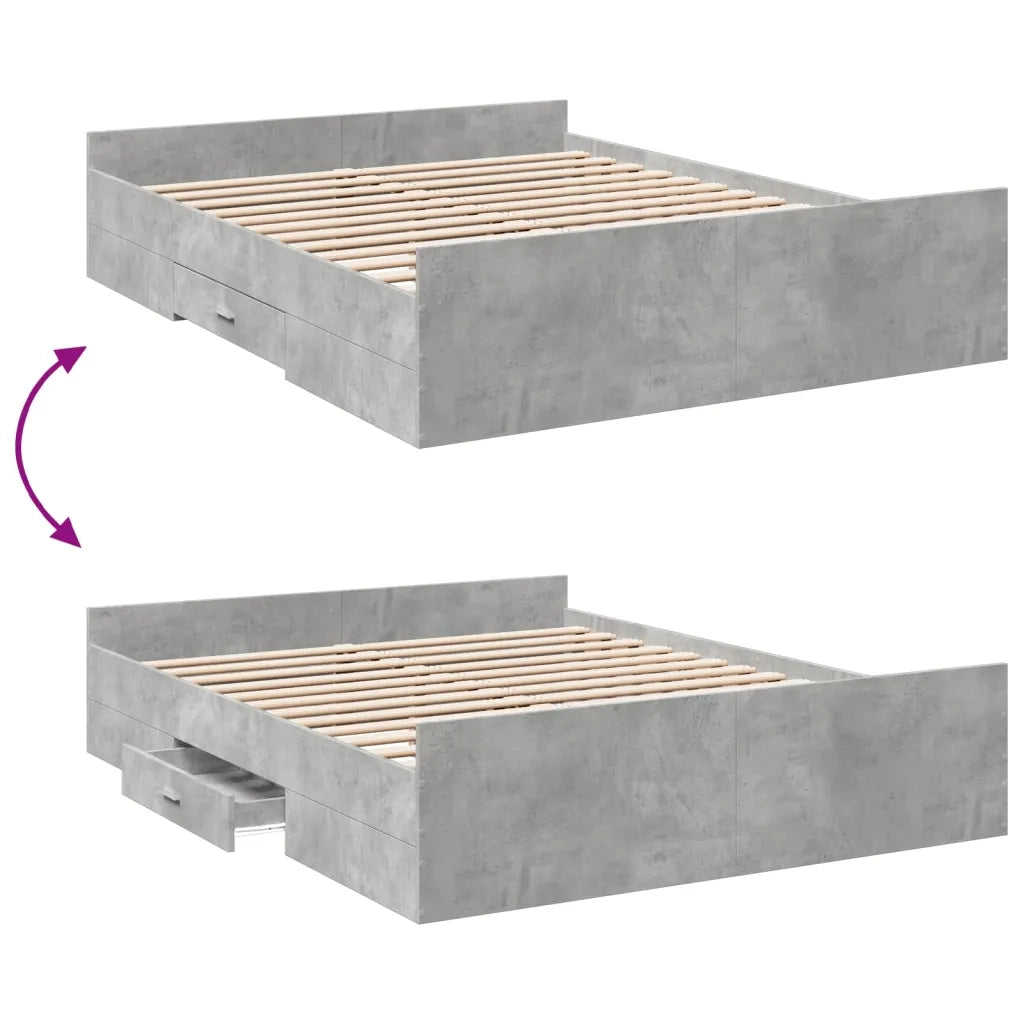 Giroletto Cassetti Grigio Cemento 140x200 cm Legno Multistrato 3280296
