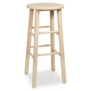 Sgabello da bar tondo legno grezzo da dipingere h 68 cm gambe dritte